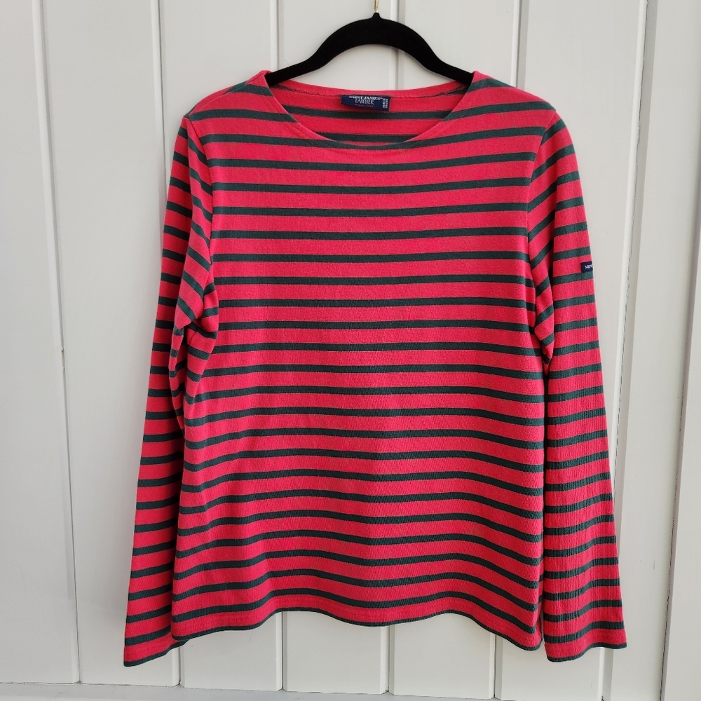 Saint James Long Sleeve Breton Pink/green 8